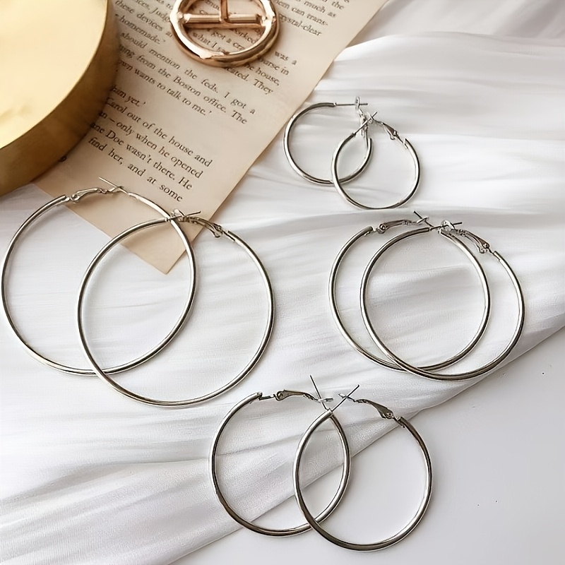 Metal Hoop Earrings Round Studs Various Sizes Classic